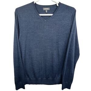 Bonobos Merino Wool Sweater Blue Mens L Slim Fit Long Sleeve V-Neck Pullover Top